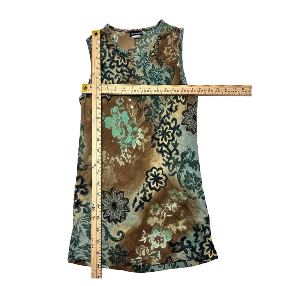 Jason Maxwell 100% Cotton Floral Vintage Sequin Tank Great Quality - Picture 3 of 5